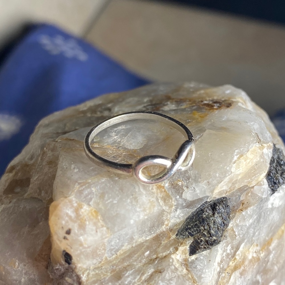 Silver Infinity Loop Pinky Ring - image 2